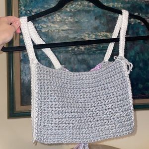 Handmade Sparkly Crochet Top with adjustable corset straps